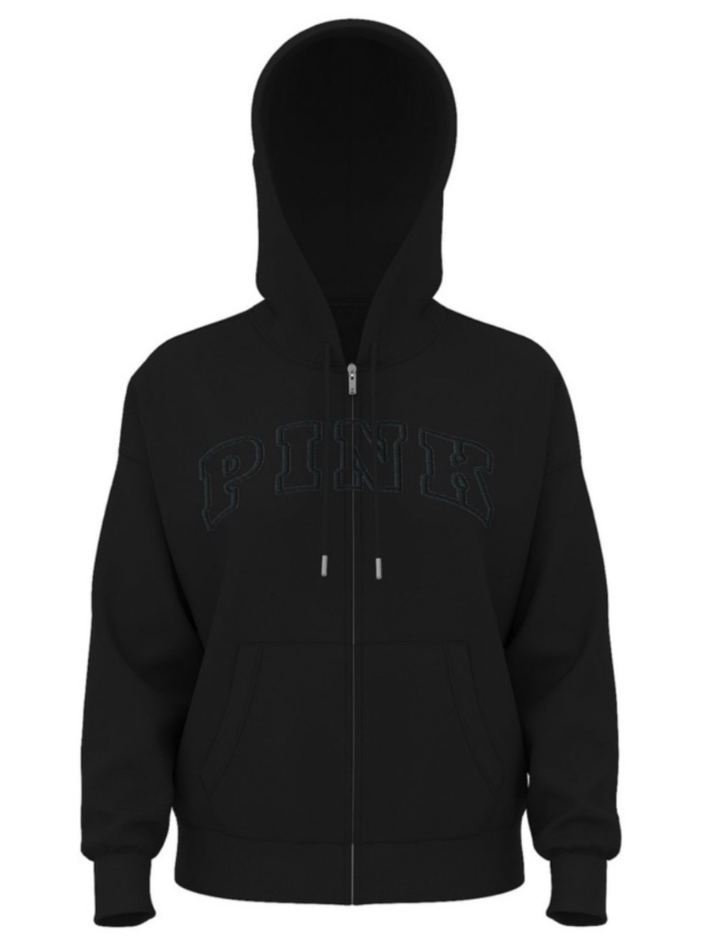 PINK Black Full-Zip Hoodie // Size Large